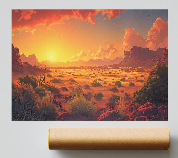 Golden Desert Sunset Giclee Print