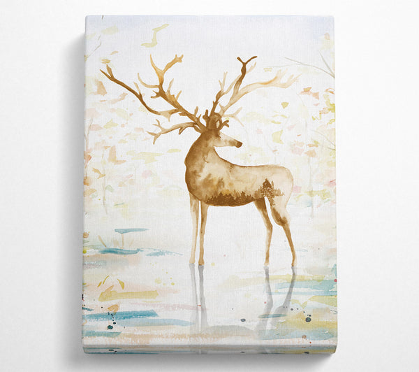 A Canvas Print of Brown Stag Watercolour Canvas Wall Art