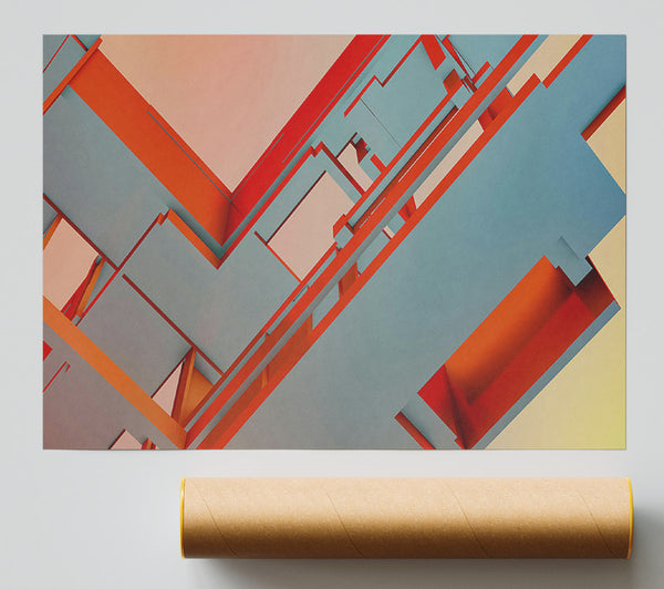 Orange Abstract Geometry Print