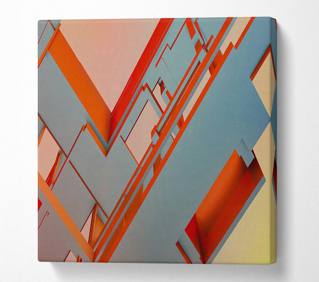  A Canvas Print of Orange Abstract Geometry Canvas Wall Art