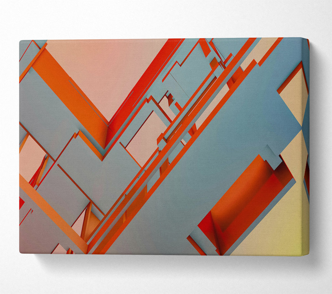  A Canvas Print of Orange Abstract Geometry Canvas Wall Art