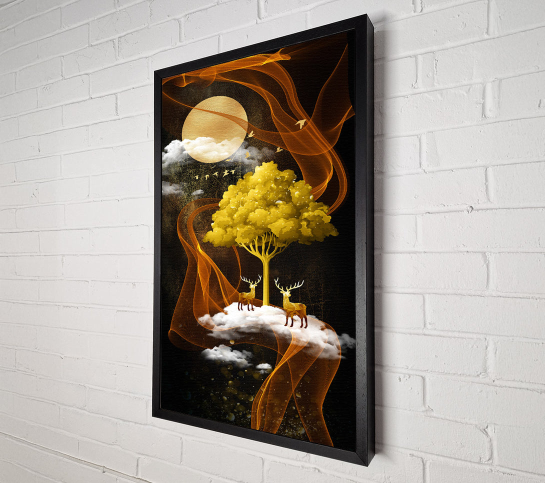  A Canvas Print of Brown Swirls With Gold Tree Canvas Print