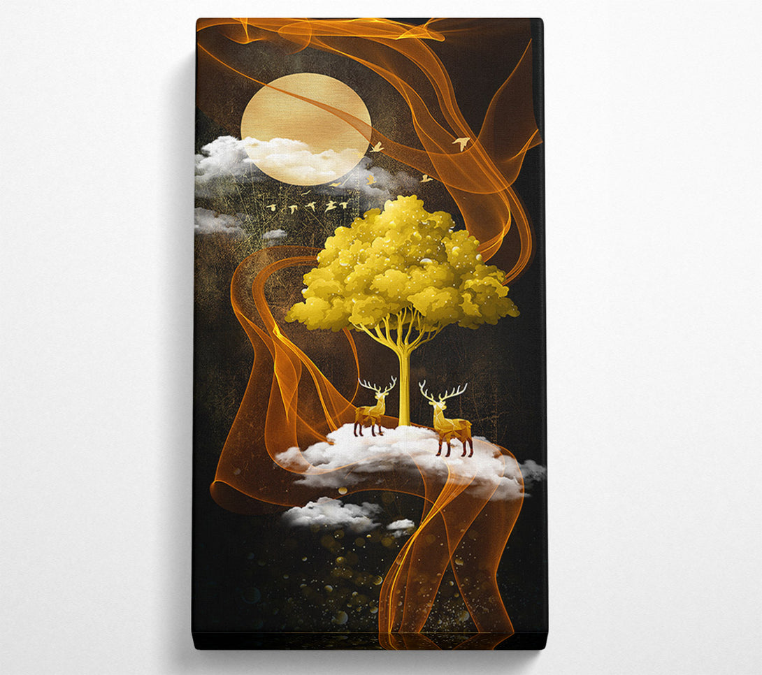  A Canvas Print of Brown Swirls With Gold Tree Canvas Print