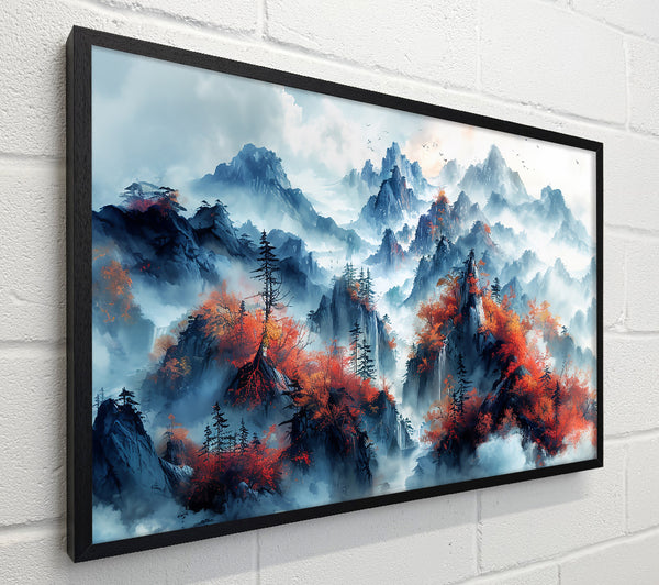 Azure Peaks In Crimson