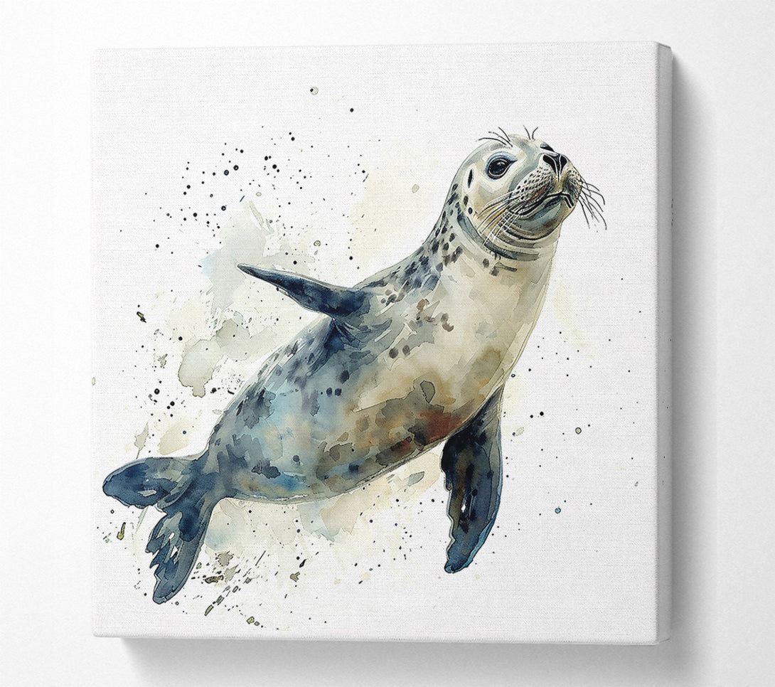  A Canvas Print of Blue Seal Splash Canvas Art