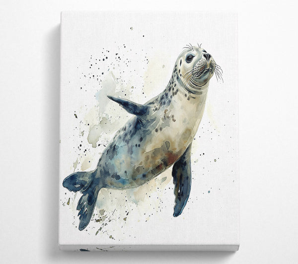  A Canvas Print of Blue Seal Splash Canvas Art