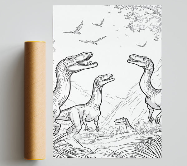 Green Jurassic Family Portrait Giclee Print
