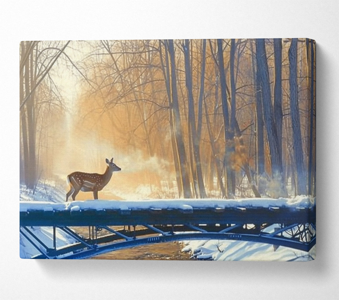  A Canvas Print of Golden Winter Bridge Canvas Wall Art