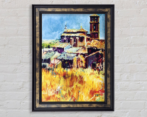 Brush Stroke Farm Scene Framed Print
