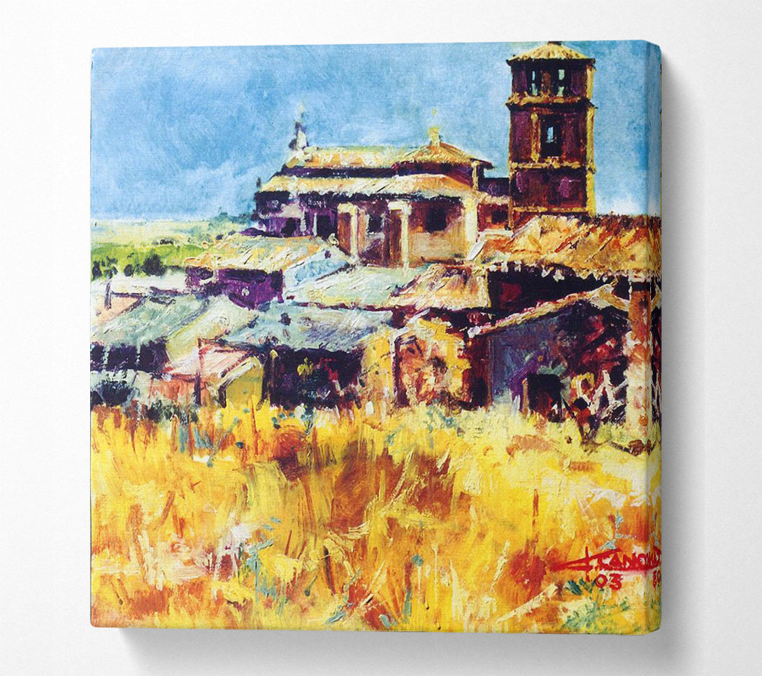  A Canvas Print of Brush Stroke Farm Scene Canvas Wall Art
