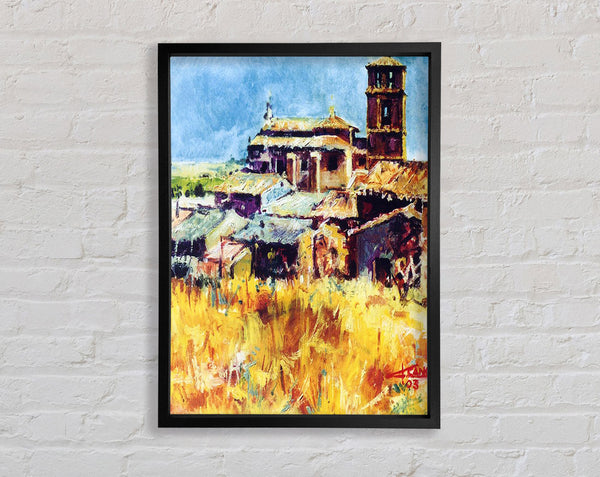 Brush Stroke Farm Scene Framed Print