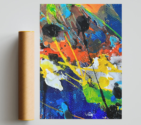 Blue Swirls And Yellow Streaks Giclee Print