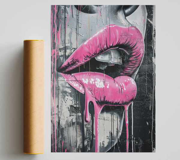 Pink Drip Graffiti Giclee Print