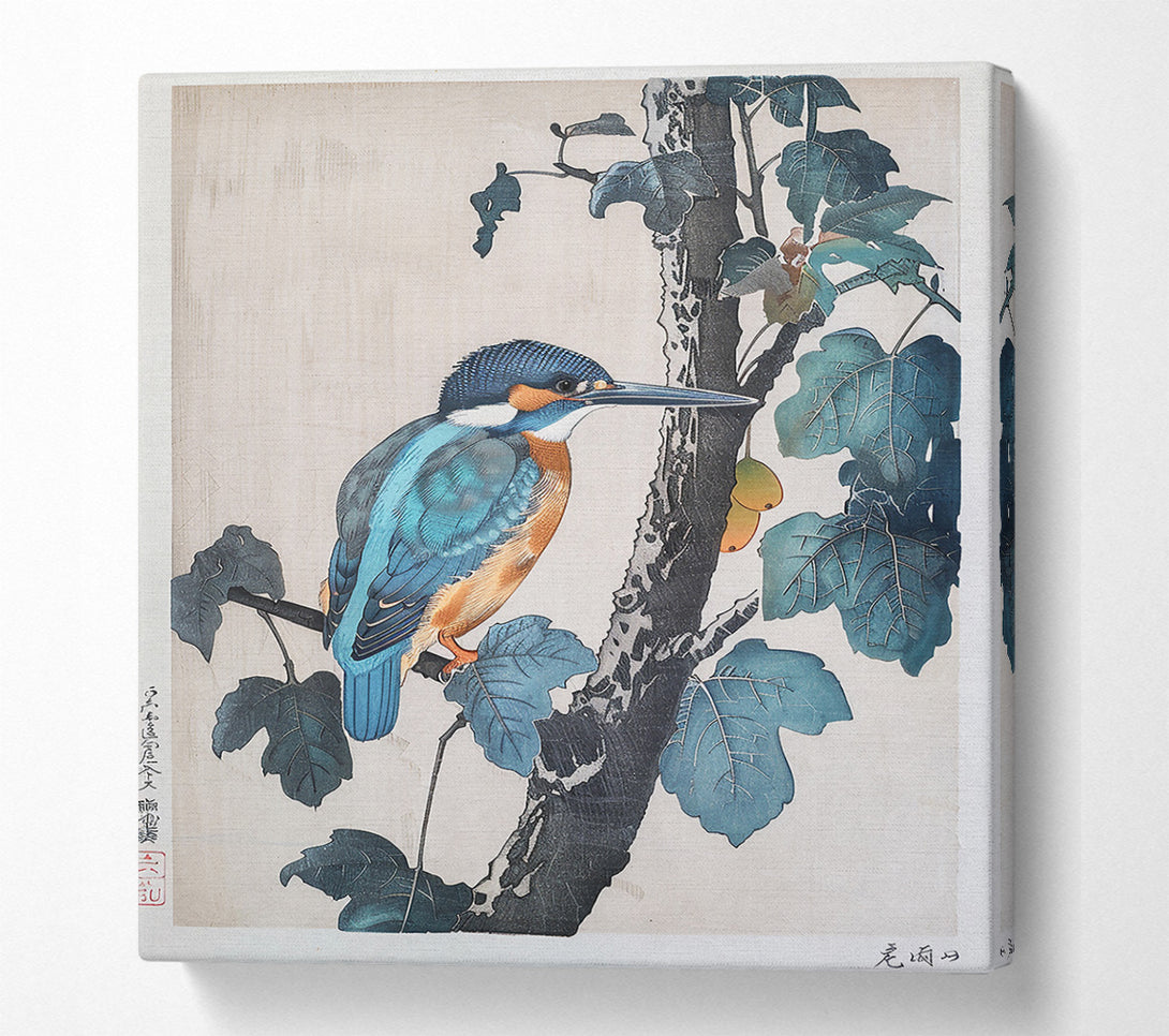  A Canvas Print of Azure Kingfisher Perched Canvas Art