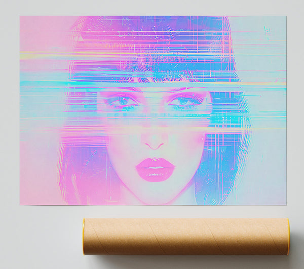 Blue Glitch Dream Poster