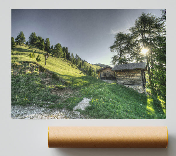 Golden Meadow Cabin Giclee Print