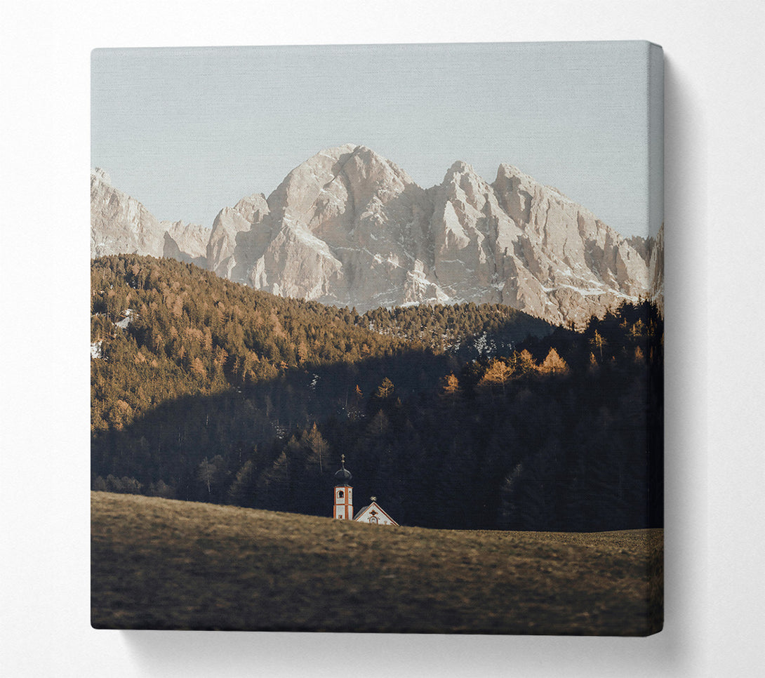  A Canvas Print of White Chapel In The Pines Canvas Art