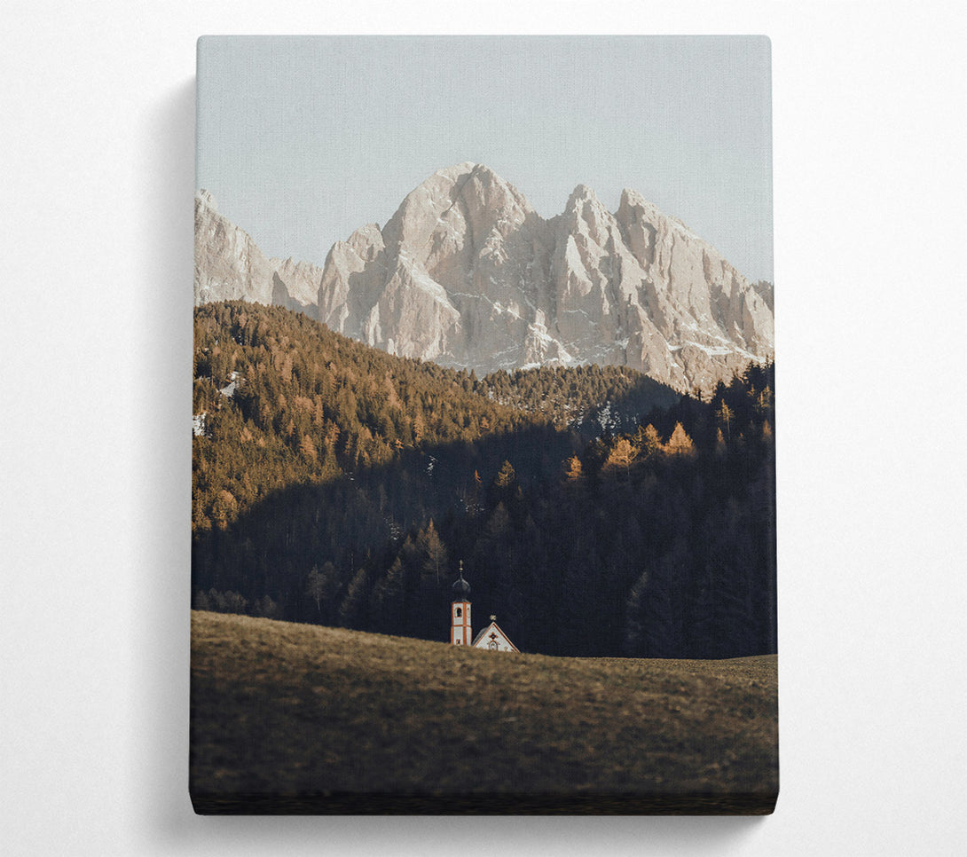 A Canvas Print of White Chapel In The Pines Canvas Art