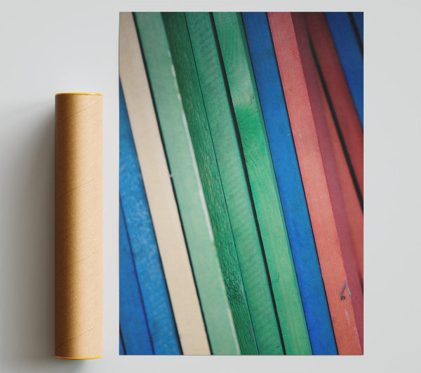 Green Wooden Stripes Poster