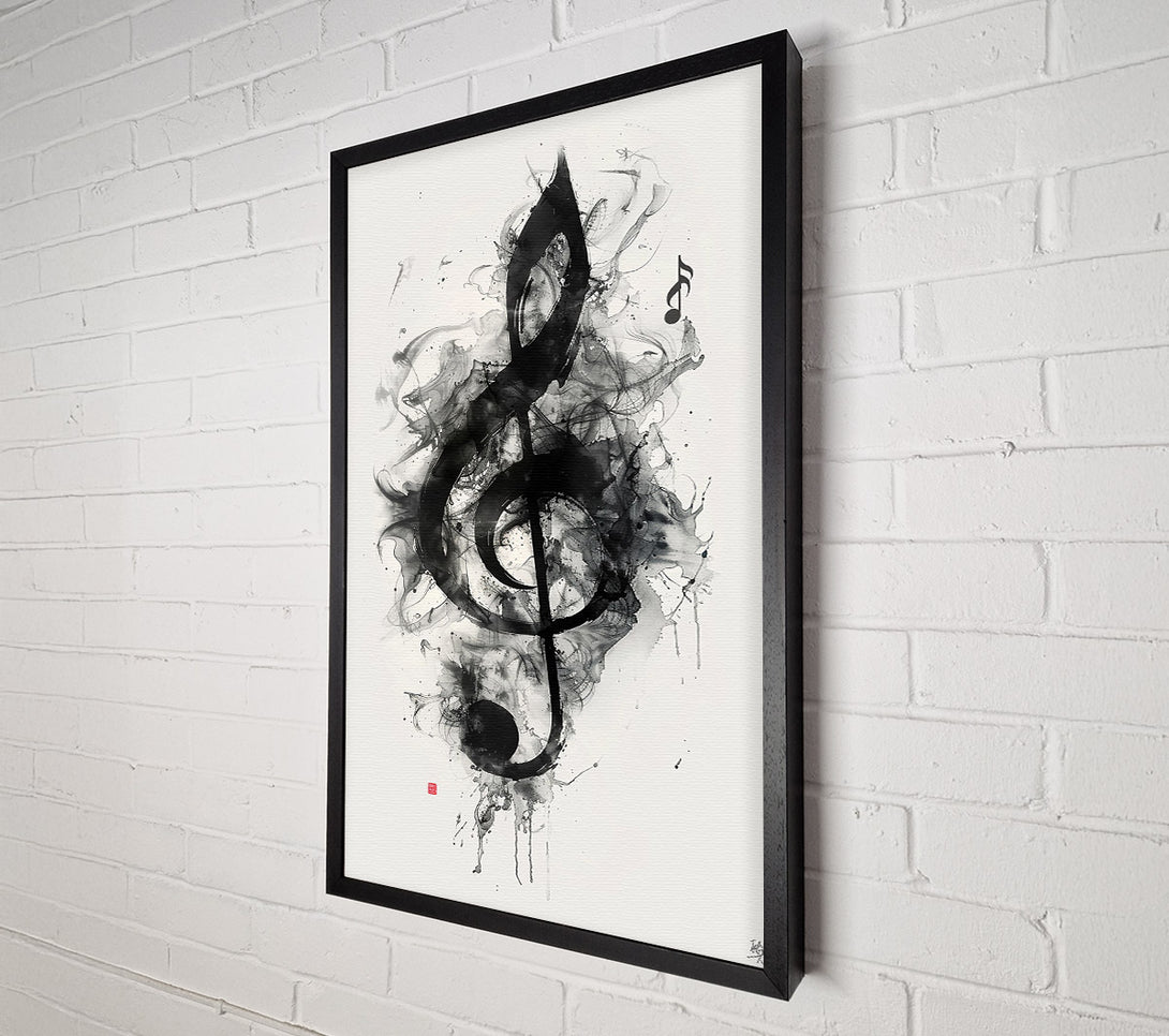  A Canvas Print of Black Ink Treble Clef Canvas Art