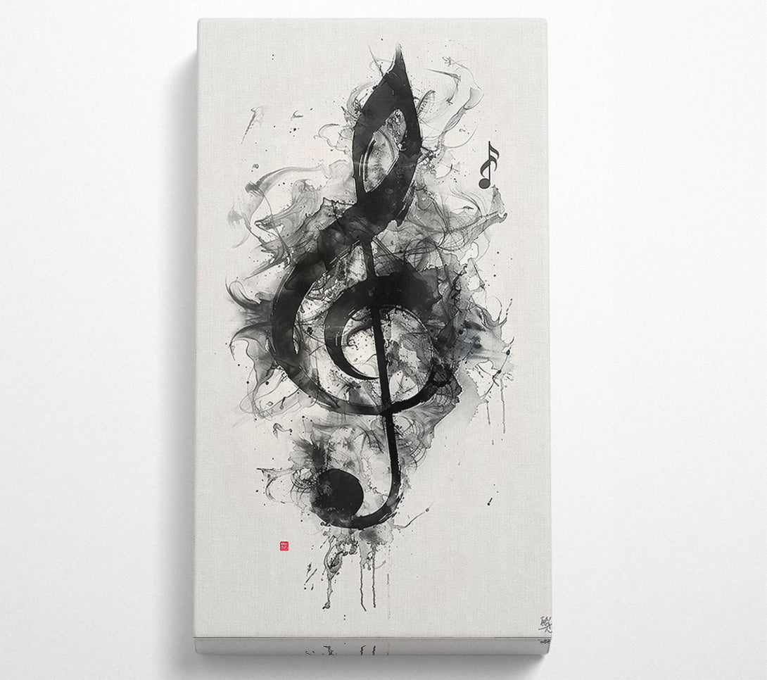  A Canvas Print of Black Ink Treble Clef Canvas Art