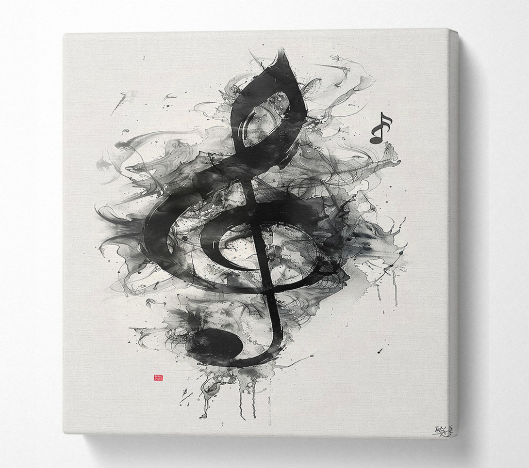  A Canvas Print of Black Ink Treble Clef Canvas Art