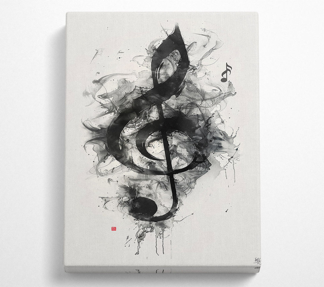  A Canvas Print of Black Ink Treble Clef Canvas Art