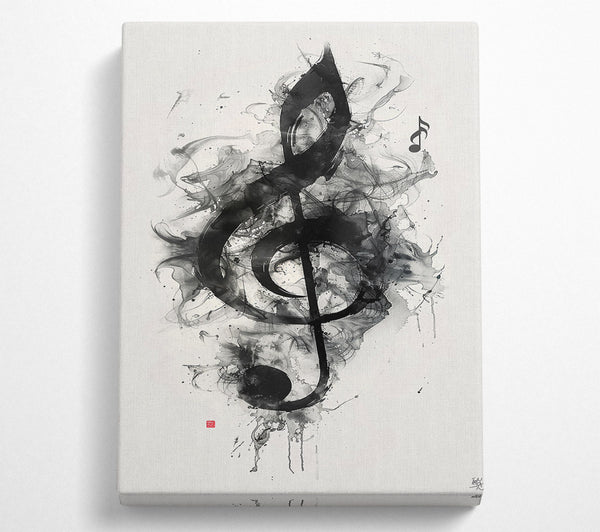  A Canvas Print of Black Ink Treble Clef Canvas Art