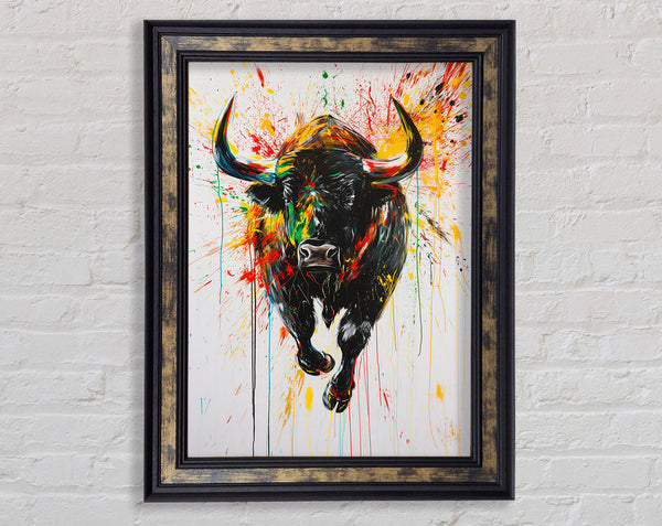 Bull Colour Splash Framed Print