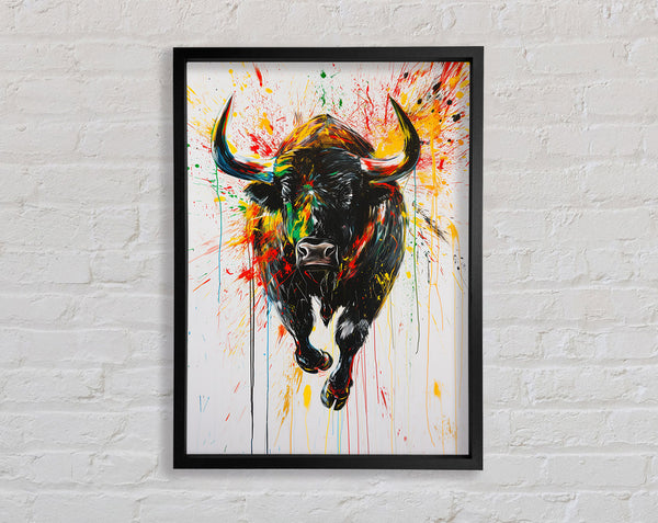 Bull Colour Splash Framed Print