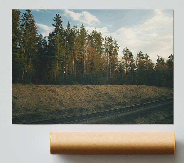 Golden Tracks Through Green Giclee Print