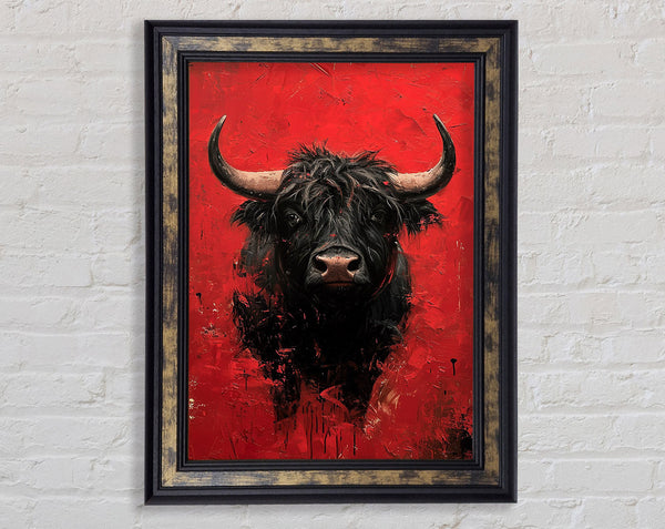 Bull Red Framed Print