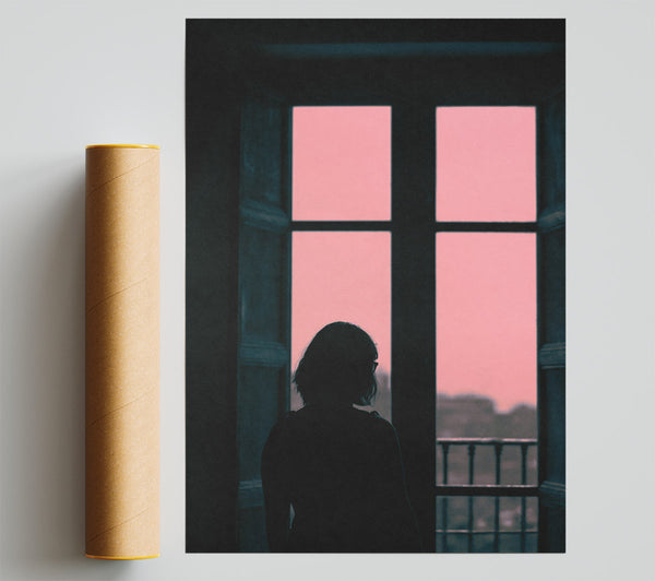 Pink Window Silhouette Giclee Print