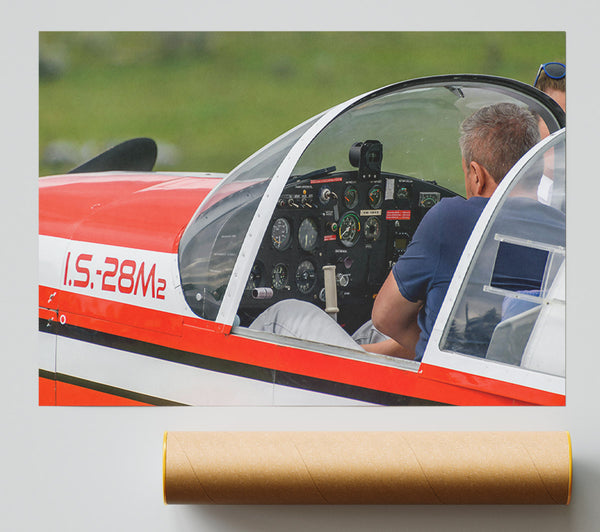Red Cockpit View Poster