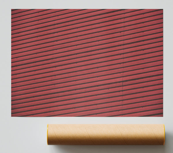Crimson Corrugated Lines Poster