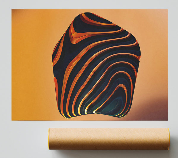 Orange Striped Abstract Print