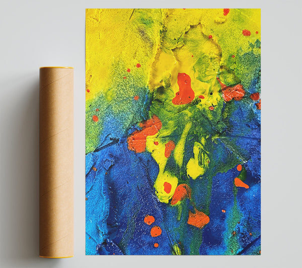 Blue Yellow Burst Print