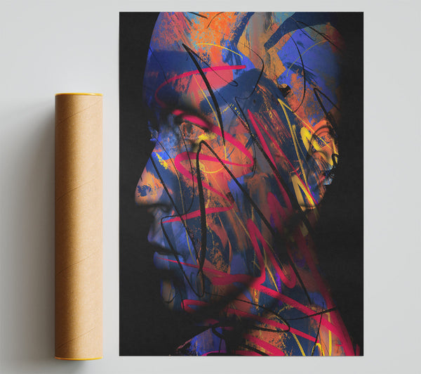 Crimson Abstract Portrait Print