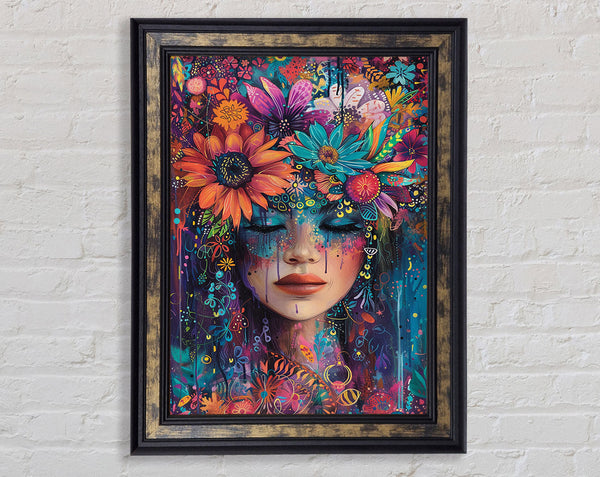 Bunch Of Flowers Head Framed Print