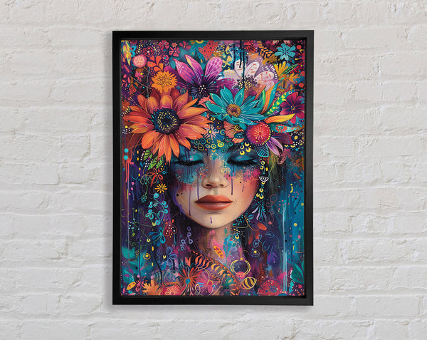 Bunch Of Flowers Head Framed Print