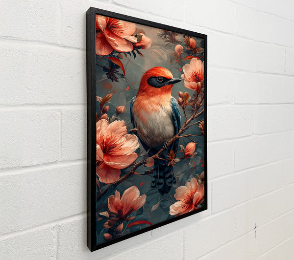 Crimson Bird And Blooms