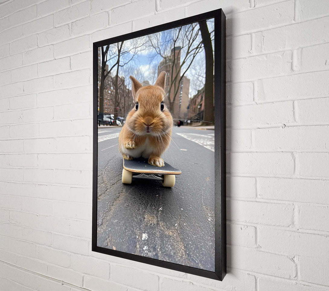  A Canvas Print of Bunny Skateboard Canvas Print