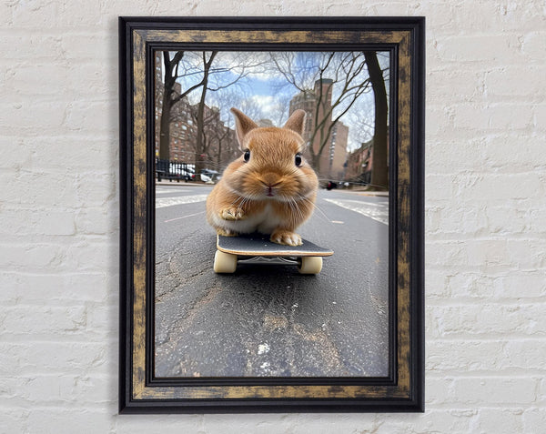 Bunny Skateboard Framed Print