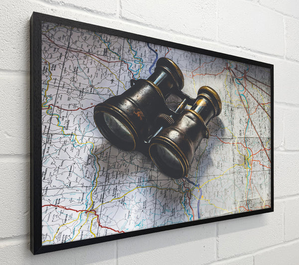 Brass Binoculars On Map