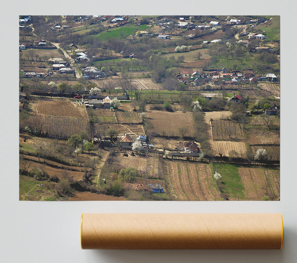 Brown Fields And Homes Print