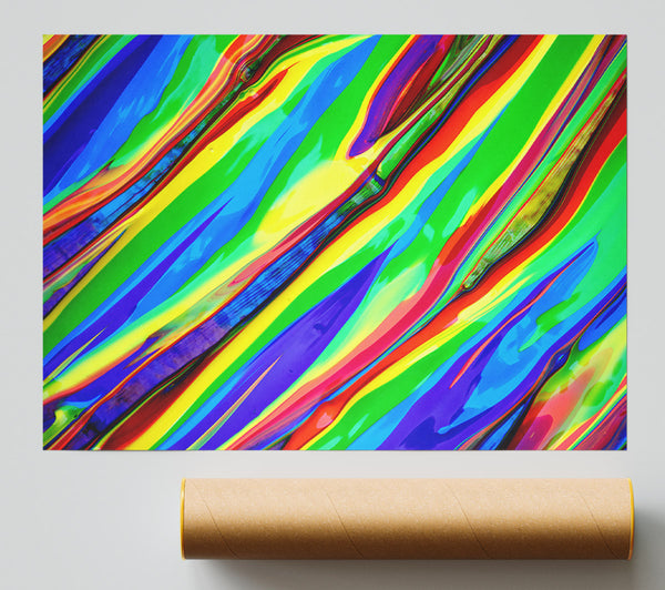 Green Flowing Stripes Print