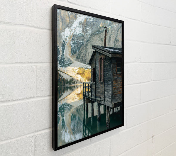 Rustic Blue Cabin Reflection