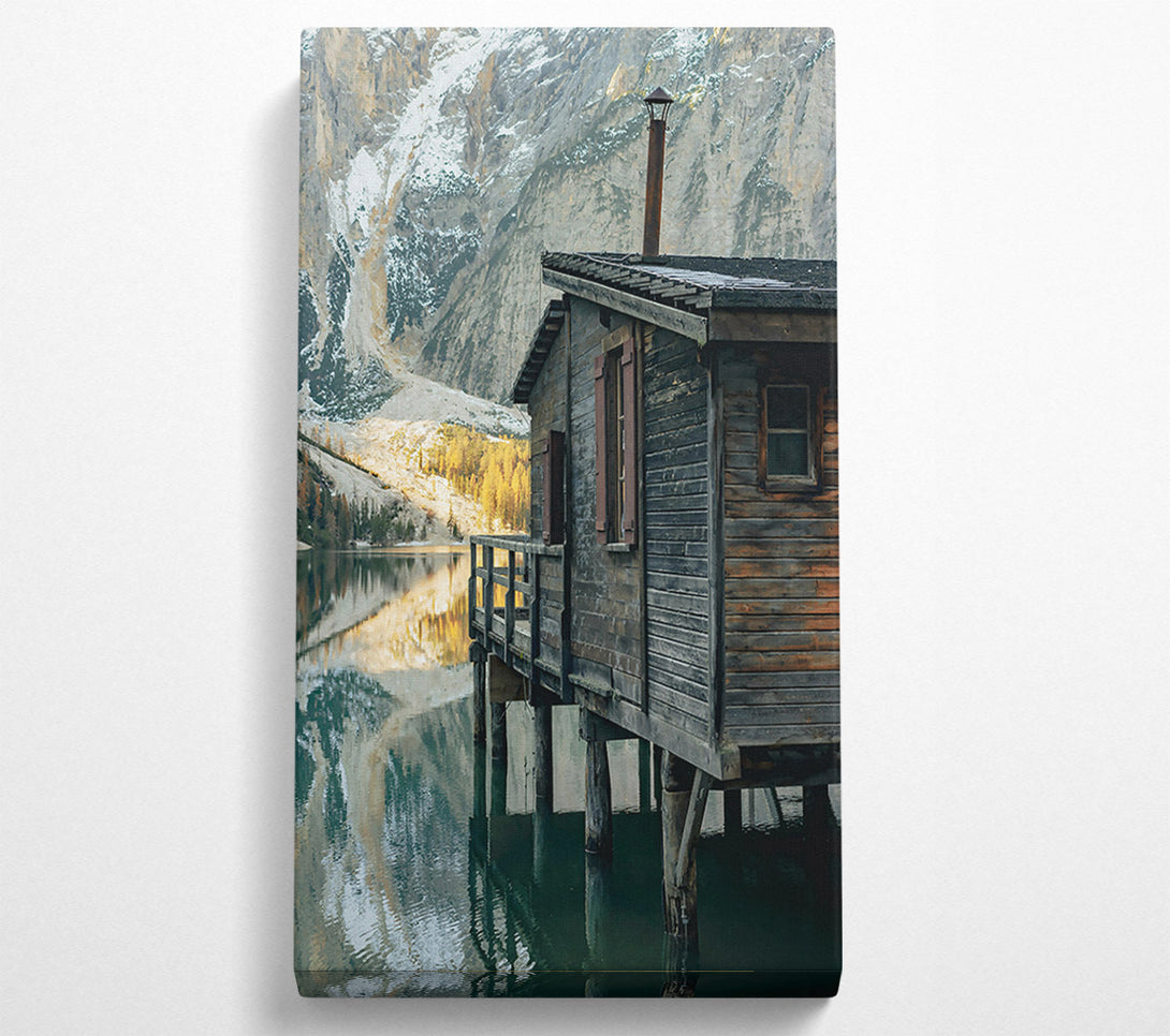  A Canvas Print of Rustic Blue Cabin Reflection Canvas Wall Art