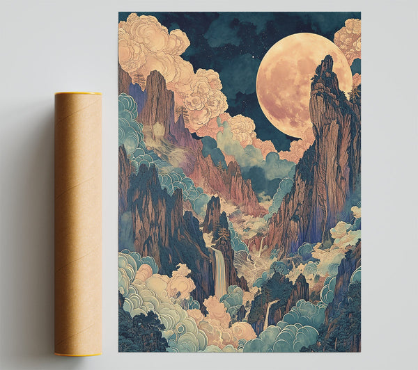 Golden Moon Peaks Giclee Print