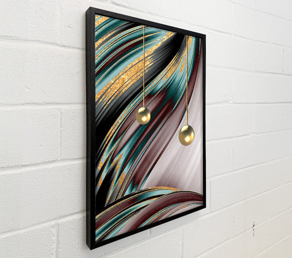 Burgundy  Turquoise And Gold Swirl